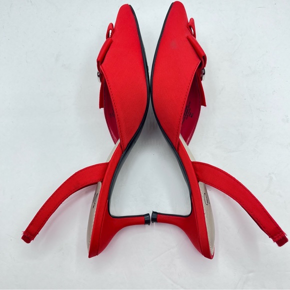 Impo Women’s Size 7.5M Enna Red Bow-Trimmed Pointed Toe Slingback Kitten Heels - Picture 13 of 15